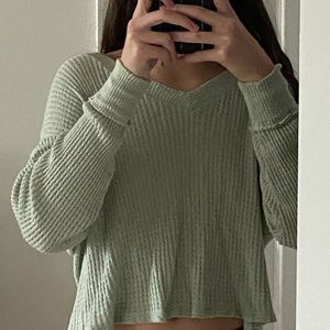 Waffle knit cropped sweater